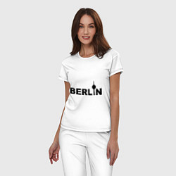 Пижама хлопковая женская Берлин, цвет: белый — фото 2