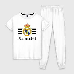 Пижама хлопковая женская Real Madrid Lines, цвет: белый