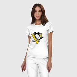 Пижама хлопковая женская Pittsburgh Penguins: Malkin 71, цвет: белый — фото 2