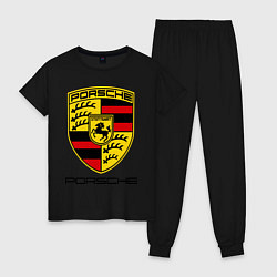 Пижама хлопковая женская Porsche Stuttgart, цвет: черный