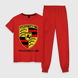 Пижама хлопковая женская Porsche Stuttgart, цвет: красный