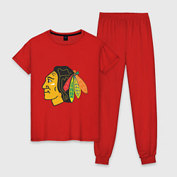 Пижама хлопковая женская Chicago Blackhawks, цвет: красный