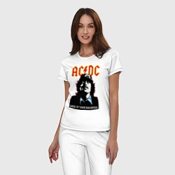 Пижама хлопковая женская AC/DC: Lock up your daughters, цвет: белый — фото 2
