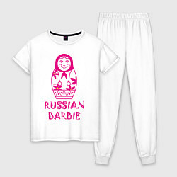 Пижама хлопковая женская Русская Барби, цвет: белый