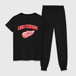 Пижама хлопковая женская Detroit Red Wings, цвет: черный