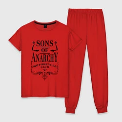 Пижама хлопковая женская Anarchy Motorcycle Club, цвет: красный