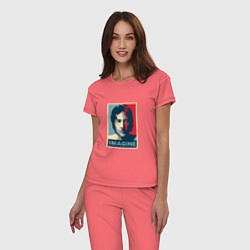 Пижама хлопковая женская Lennon Imagine, цвет: коралловый — фото 2