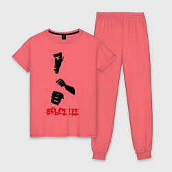 Пижама хлопковая женская Bruce Lee цвета коралловый — фото 1