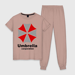 Пижама хлопковая женская Umbrella corporation, цвет: пыльно-розовый