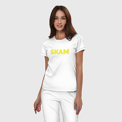 Пижама хлопковая женская Skam, цвет: белый — фото 2