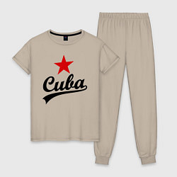 Пижама хлопковая женская Cuba Star, цвет: миндальный
