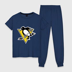 Пижама хлопковая женская Pittsburgh Penguins, цвет: тёмно-синий