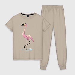 Пижама хлопковая женская Гордый фламинго, цвет: миндальный