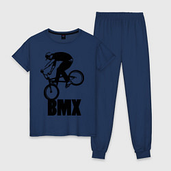 Пижама хлопковая женская BMX 3, цвет: тёмно-синий