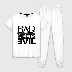 Пижама хлопковая женская Bad Meets Evil, цвет: белый
