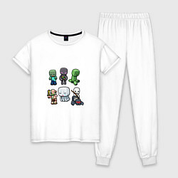 Пижама хлопковая женская Minecraft Units, цвет: белый