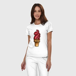 Пижама хлопковая женская Мороженко, цвет: белый — фото 2