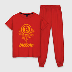 Пижама хлопковая женская Bitcoin Tree, цвет: красный