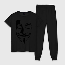Пижама хлопковая женская Vendetta Mask, цвет: черный