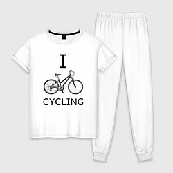 Пижама хлопковая женская I love cycling, цвет: белый