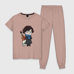 Пижама хлопковая женская Baby Sherlock, цвет: пыльно-розовый
