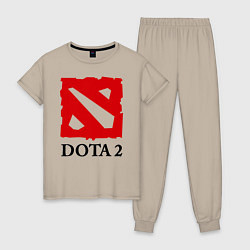 Пижама хлопковая женская Dota 2: Logo, цвет: миндальный