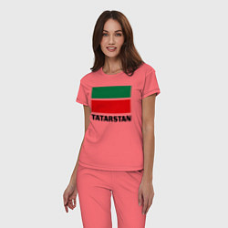 Пижама хлопковая женская Флаг Татарстана, цвет: коралловый — фото 2
