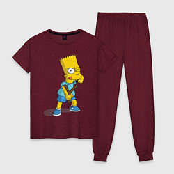 Пижама хлопковая женская Bart Bully, цвет: меланж-бордовый