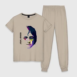 Пижама хлопковая женская John Lennon: Techno, цвет: миндальный