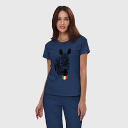 Пижама хлопковая женская Juventus Zebra, цвет: тёмно-синий — фото 2