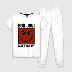 Пижама хлопковая женская Bon Jovi: Have a nice day, цвет: белый