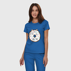 Пижама хлопковая женская Кот пончик, цвет: синий — фото 2
