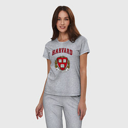 Пижама хлопковая женская Harvard university, цвет: меланж — фото 2