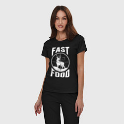 Пижама хлопковая женская FAST FOOD олень в прицеле, цвет: черный — фото 2