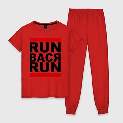 Пижама хлопковая женская Run Вася Run, цвет: красный