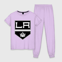 Пижама хлопковая женская Los Angeles Kings цвета лаванда — фото 1