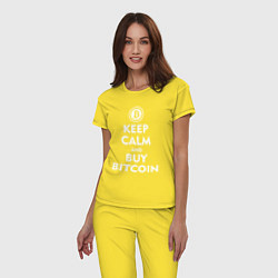 Пижама хлопковая женская Keep Calm & Buy Bitcoin, цвет: желтый — фото 2
