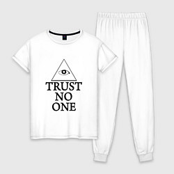 Пижама хлопковая женская Trust no one, цвет: белый