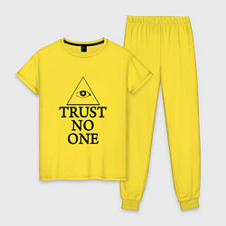 Пижама хлопковая женская Trust no one, цвет: желтый