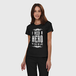 Пижама хлопковая женская Skillet: I need a Hero, цвет: черный — фото 2