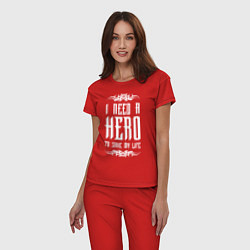 Пижама хлопковая женская Skillet: I need a Hero, цвет: красный — фото 2