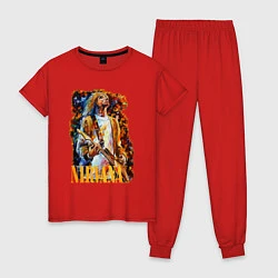 Пижама хлопковая женская Cobain Art, цвет: красный