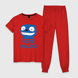 Пижама хлопковая женская Vote Waldo, цвет: красный