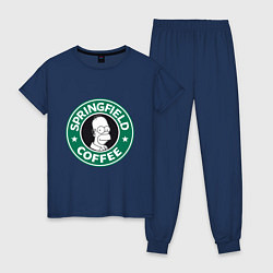 Пижама хлопковая женская Springfield Coffee, цвет: тёмно-синий