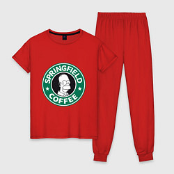 Пижама хлопковая женская Springfield Coffee, цвет: красный