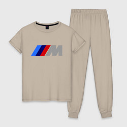 Пижама хлопковая женская BMW M, цвет: миндальный