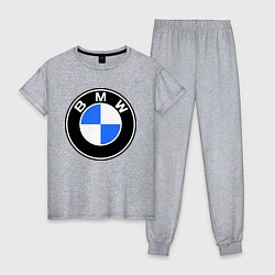 Пижама хлопковая женская Logo BMW, цвет: меланж