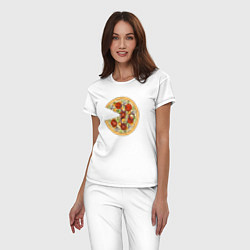 Пижама хлопковая женская Её пицца, цвет: белый — фото 2