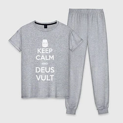 Пижама хлопковая женская Keep Calm & Deus Vult, цвет: меланж