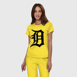 Пижама хлопковая женская Detroit Tigers, цвет: желтый — фото 2